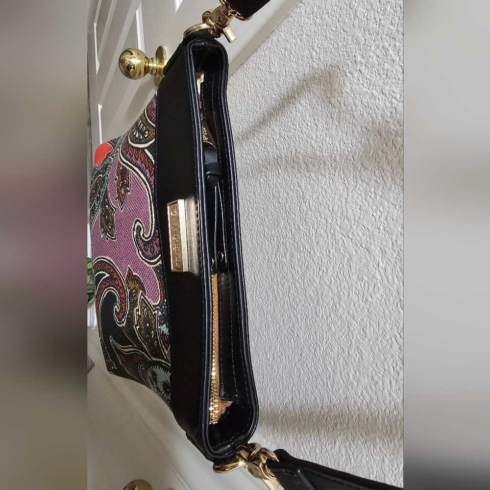 Spartina 449 Cora Hipster Crossbody Multicolored Linen & Black Leather NWOT - Picture 7 of 16